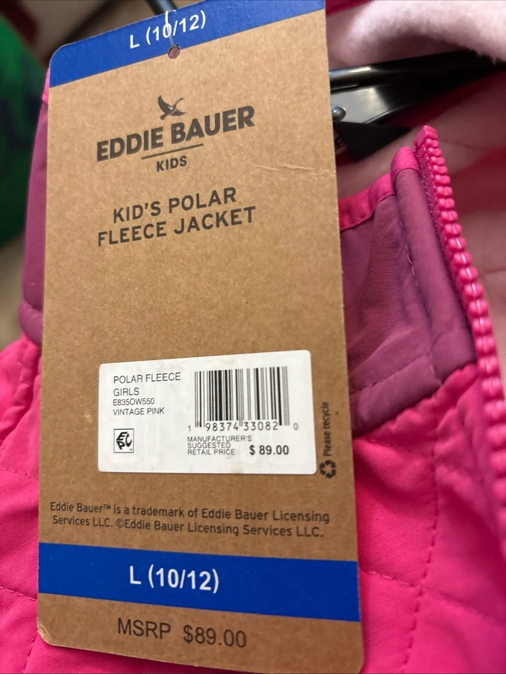 Eddie Bauer Girls Pink Two-Tone Fleece Jacket
